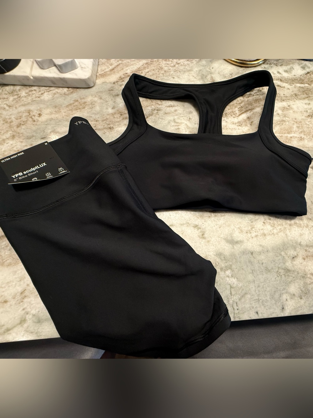 NWT Abercrombie YPB Women’s Black Sports Bra and Tank Set Sculpt Lux MEDIUM